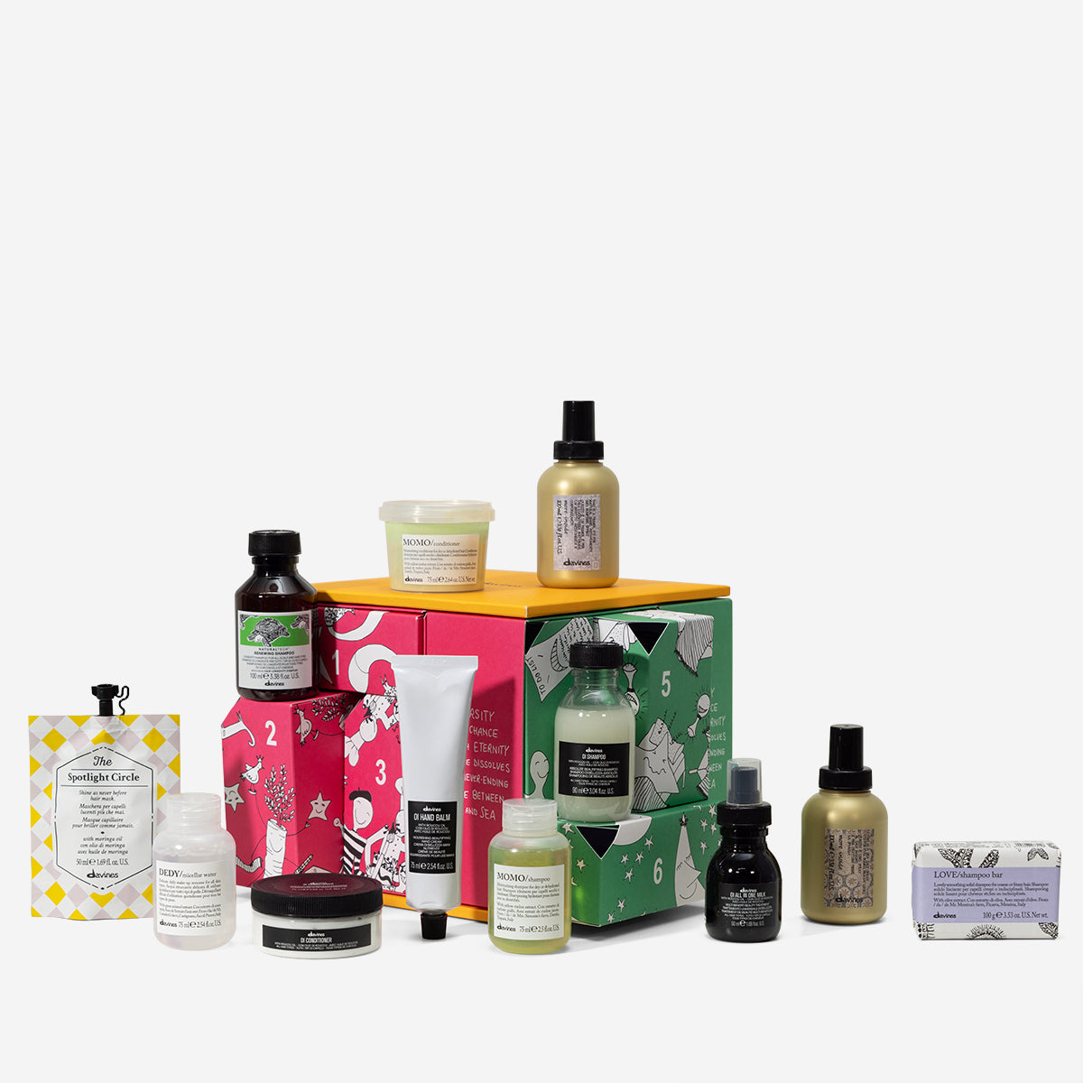 Davines International Advent Calendar - Festive Season kit with 12 hair and body beauty products